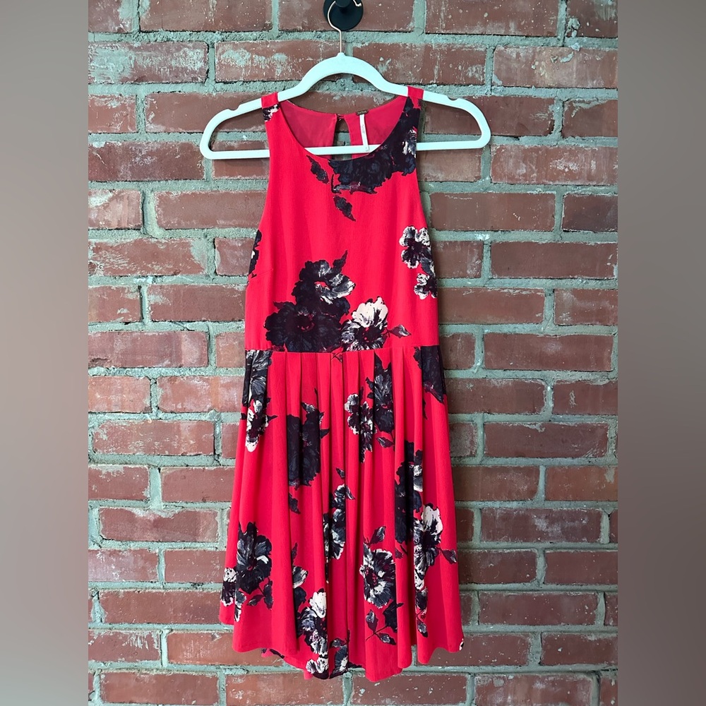 Free People Red Floral Mini Dress